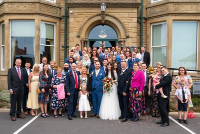Family wedding photo at St Annes Town Hall