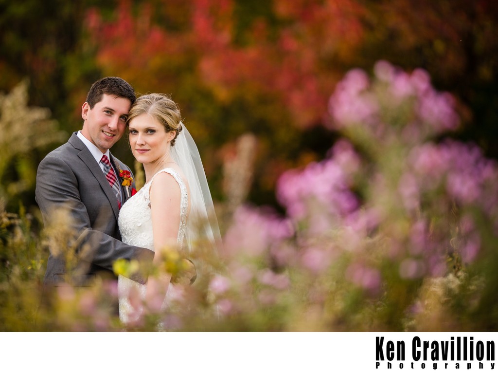 Oshkosh Wedding Photography in October Pink Flowers