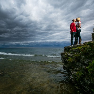 Door County Cave Point Engagement Photography