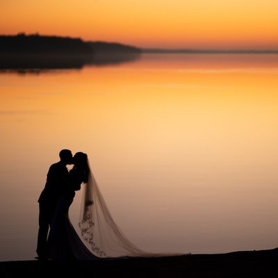 Green Lake Wisconsin Sunset Wedding Photo