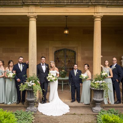 Paine Art Center Oshkosh Wedding Party Group Photo