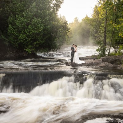 Bond Falls Waterfall Wedding Portrait Photography Michigan
