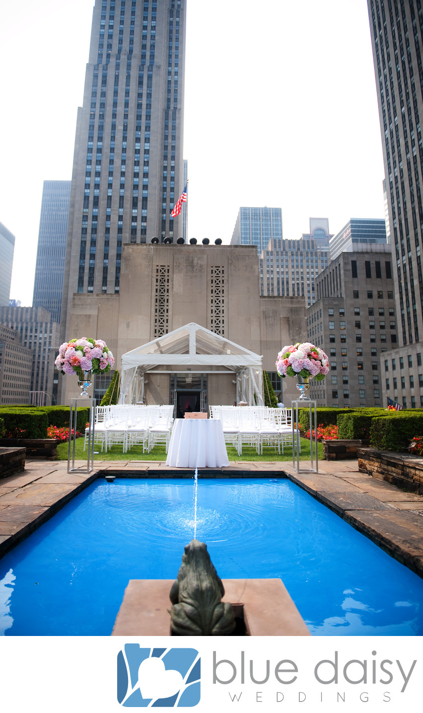 Rockefeller Center rooftop garden pool wedding ceremony