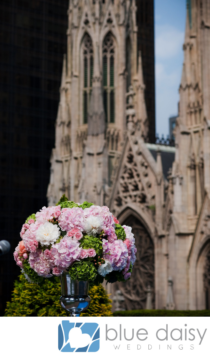 Rooftop garden wedding overlooking St. Patrick Cathedral