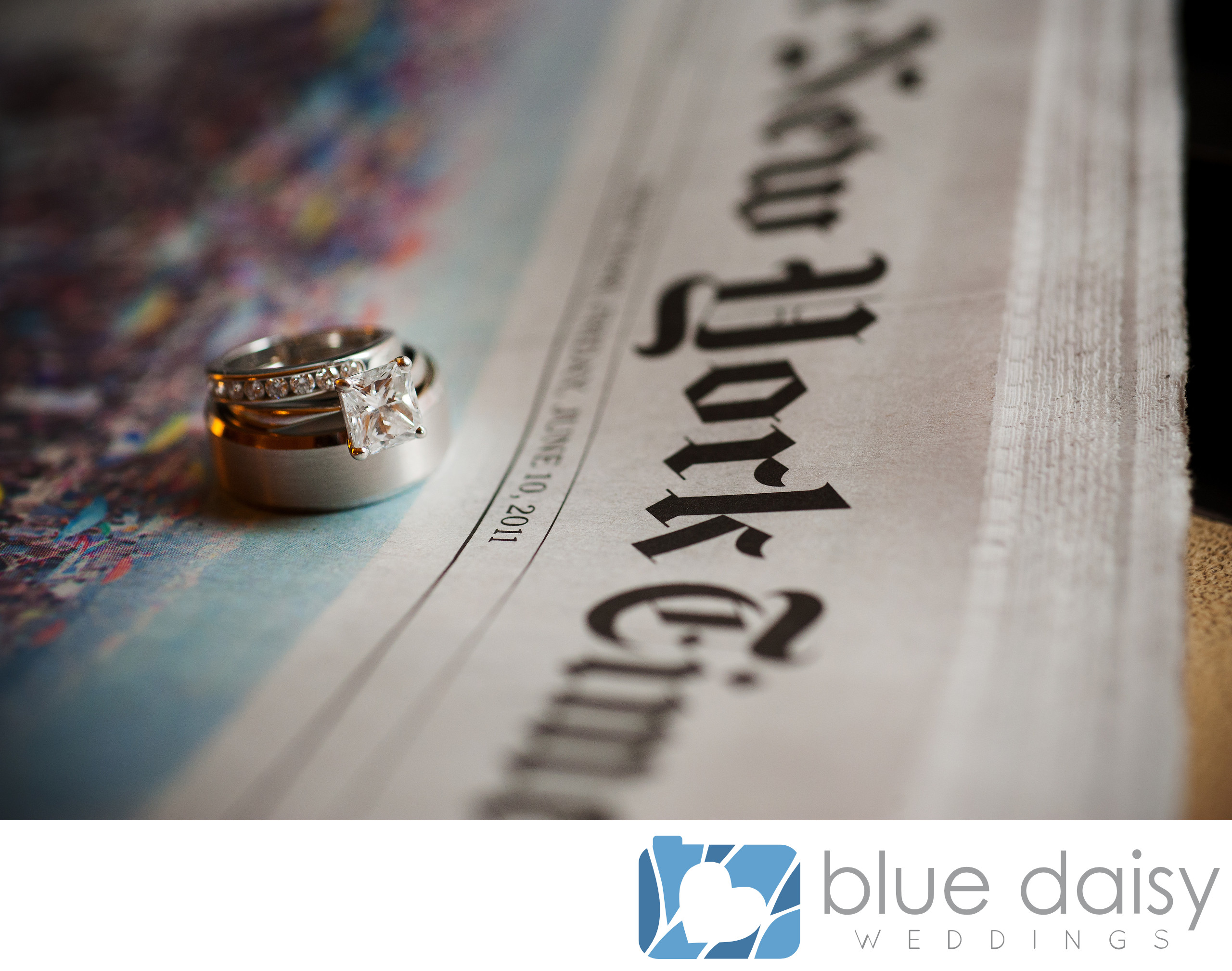 Diamond engagement ring wedding bands on the NY Times Rockefeller