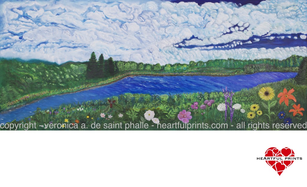 Acrylic Painting on Canvas Gihon River, Johnson Vermont