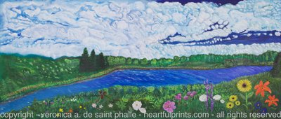 Acrylic Painting on Canvas Gihon River, Johnson Vermont