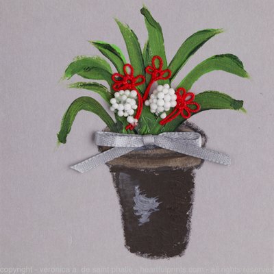 Pot of Holiday Tatted Red Flowers