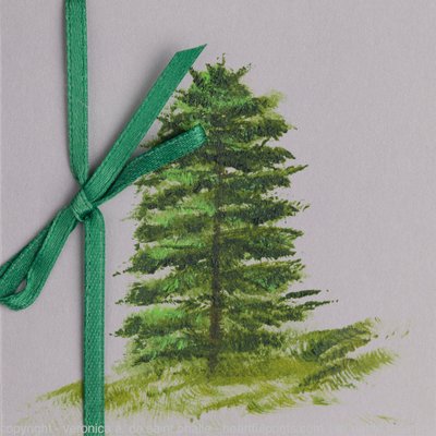 Oh Christmas Pine Tree with Green Bow