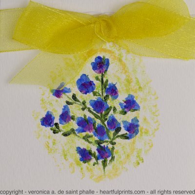 Blue Flowers and Yellow Bow