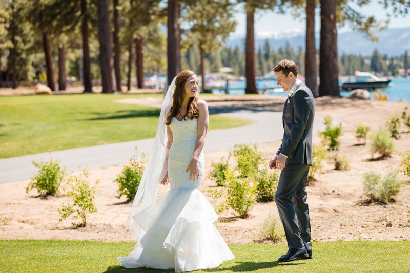 Edgewood Tahoe Wedding First Look Photographer 