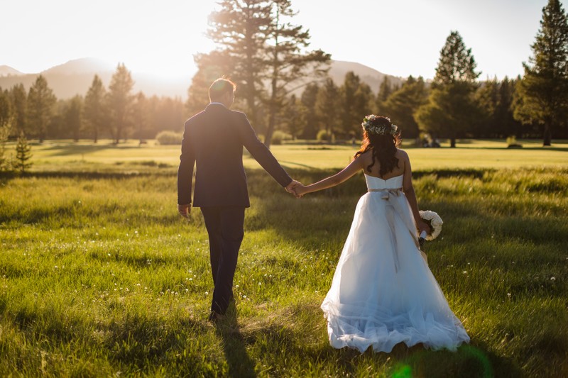 Lake Tahoe Golf Course Wedding Sunset Photos 