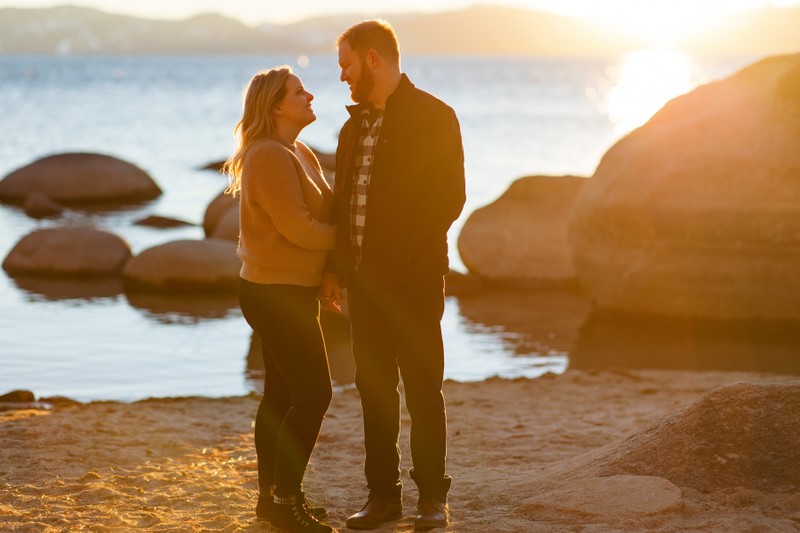 Sand Harbor Winter Engagement Pictures