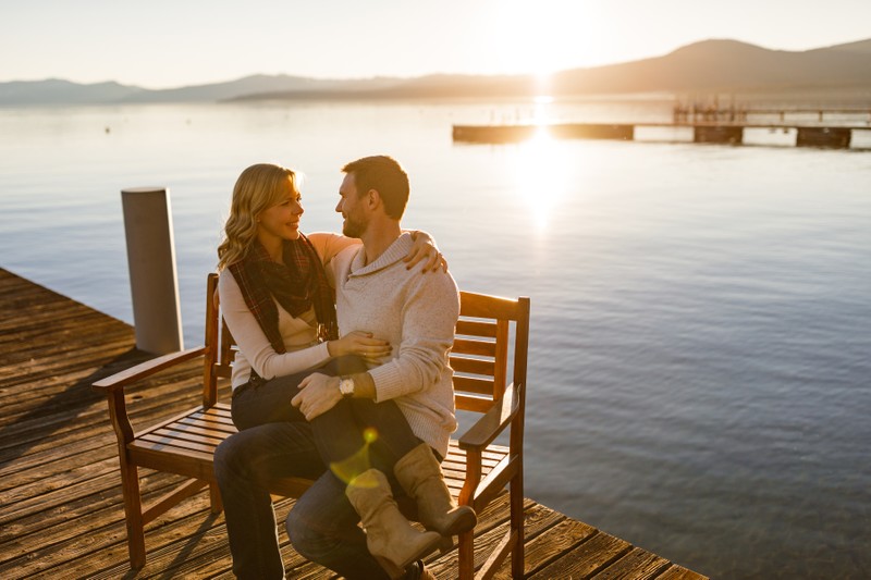 Sunset Lake Tahoe Engagement Photos 