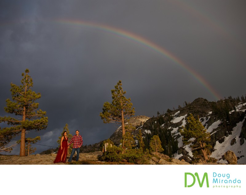 Donner Summit Engagement Rainbow Photos