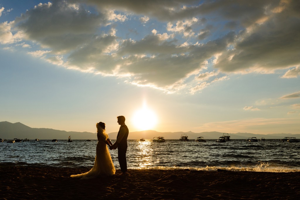 Zephyr Cove Sunset Wedding Photos 