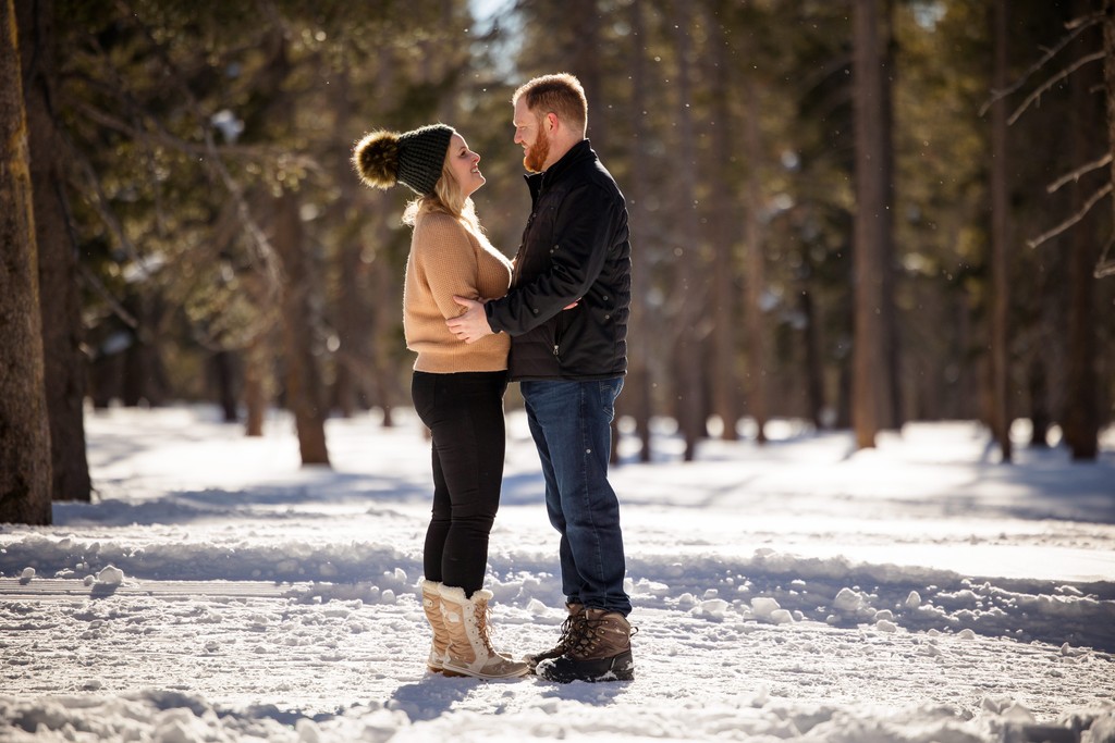 North Lake Tahoe Snowy Winter Engagement Photography