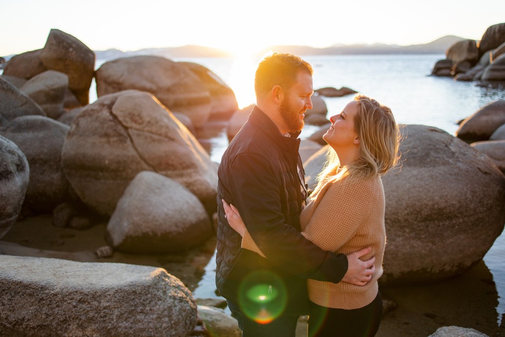 Sand Harbor Winter Engagement Photography