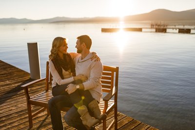 Sunset Lake Tahoe Engagement Photos 