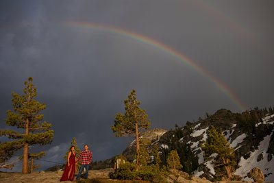 Donner Summit Engagement Rainbow Photos