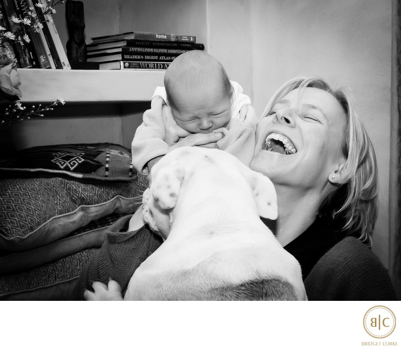 Bridget Corke and Her Sebastian with Blossom Bulldog Family Photograph