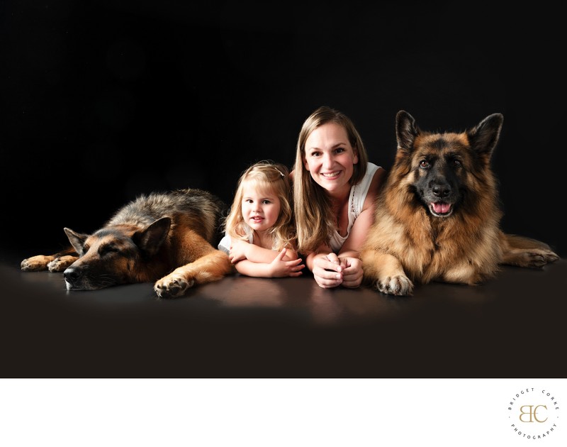 Heartwarming Family Portrait with German Shepherds