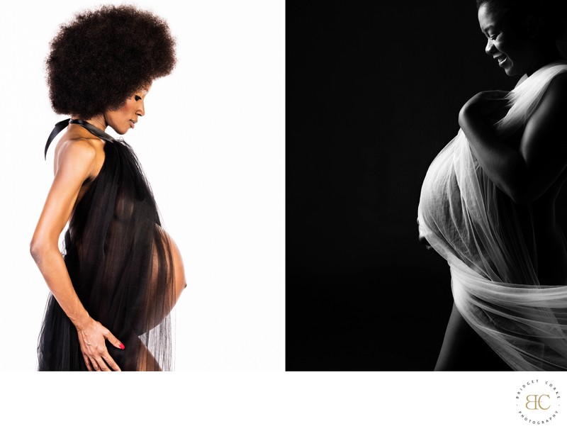 Artistic Sheer Fabric Maternity Styles Diptych