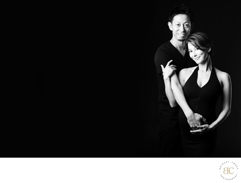 Elegant Studio Maternity Portrait with Partner