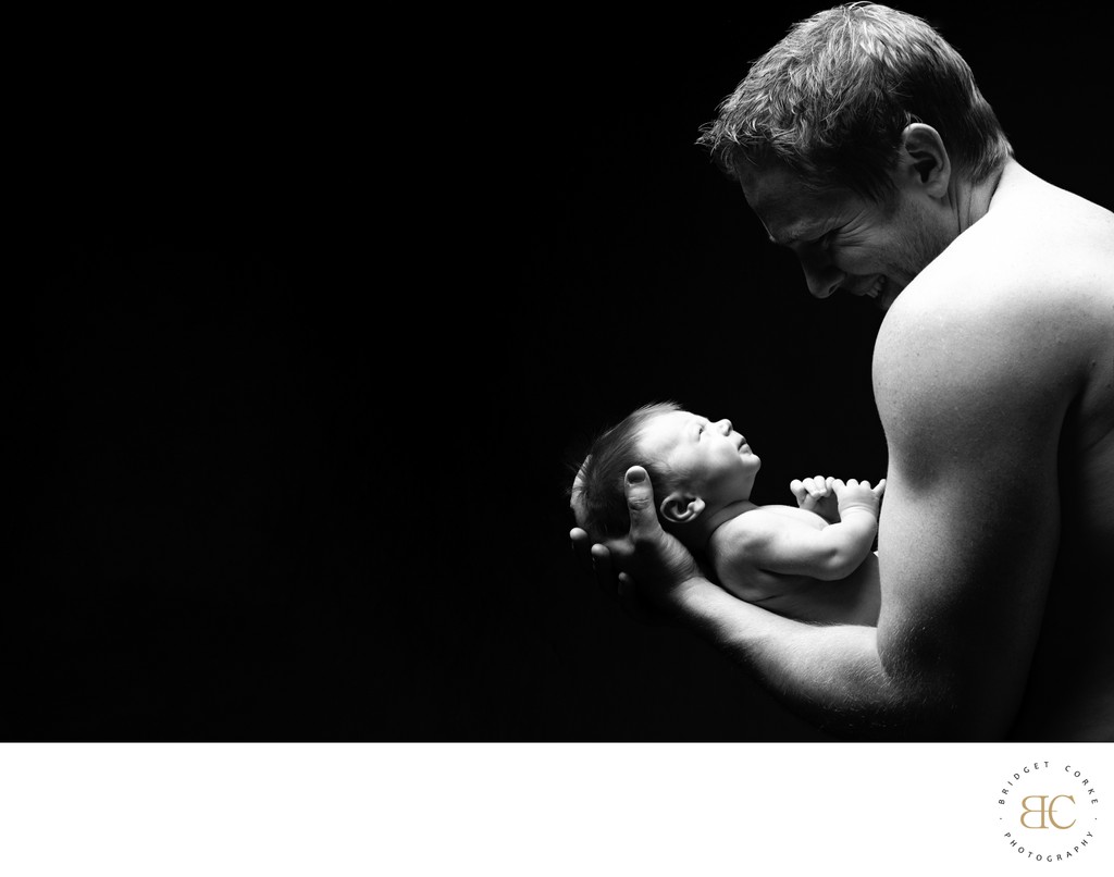 Shirtless Father Newborn