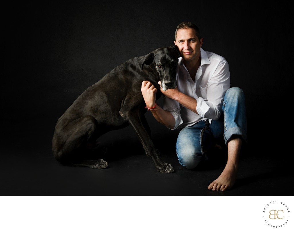 Black Great Dane With Man