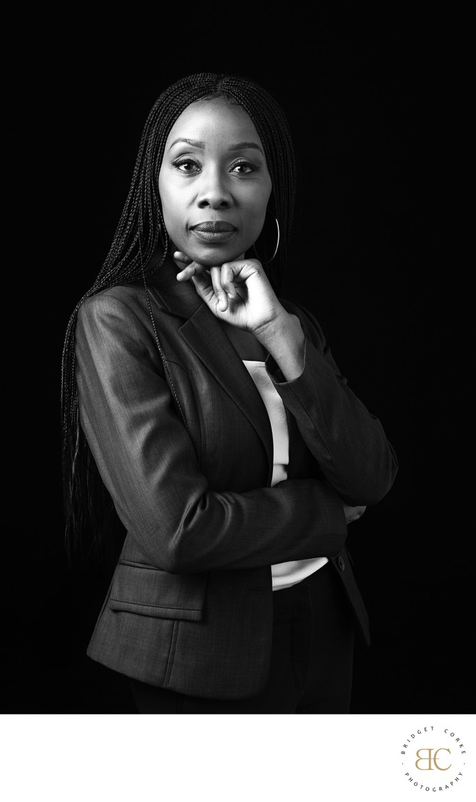 Powerful Black and White Executive Headshot