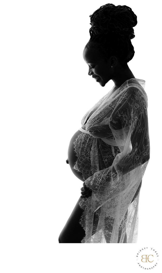 Graceful Maternity Silhouette in Lace