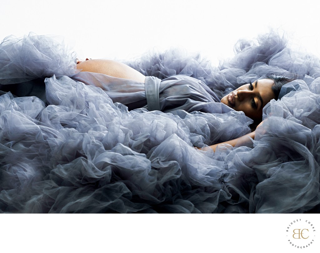 Dreamy Maternity Portrait in Flowing Tulle