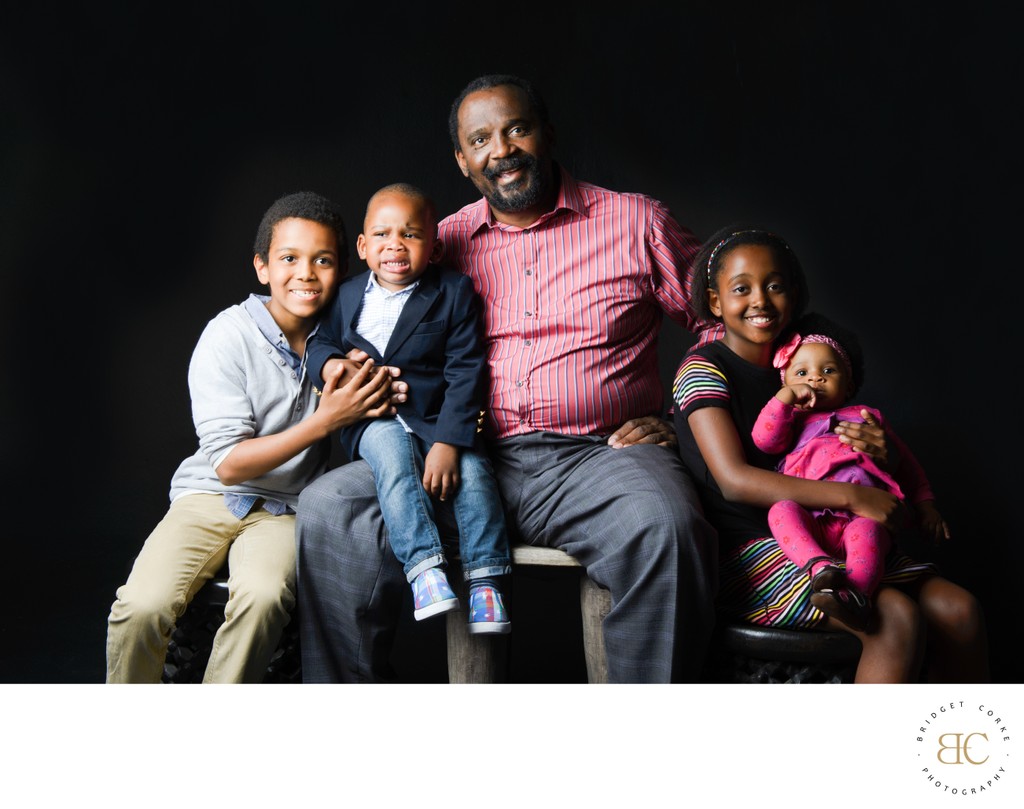 Vibrant Family Portrait with Father and Children