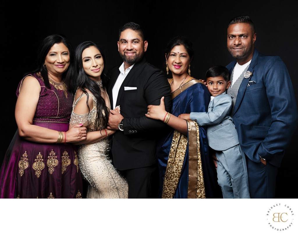 Multigenerational Family in Traditional Indian Attire