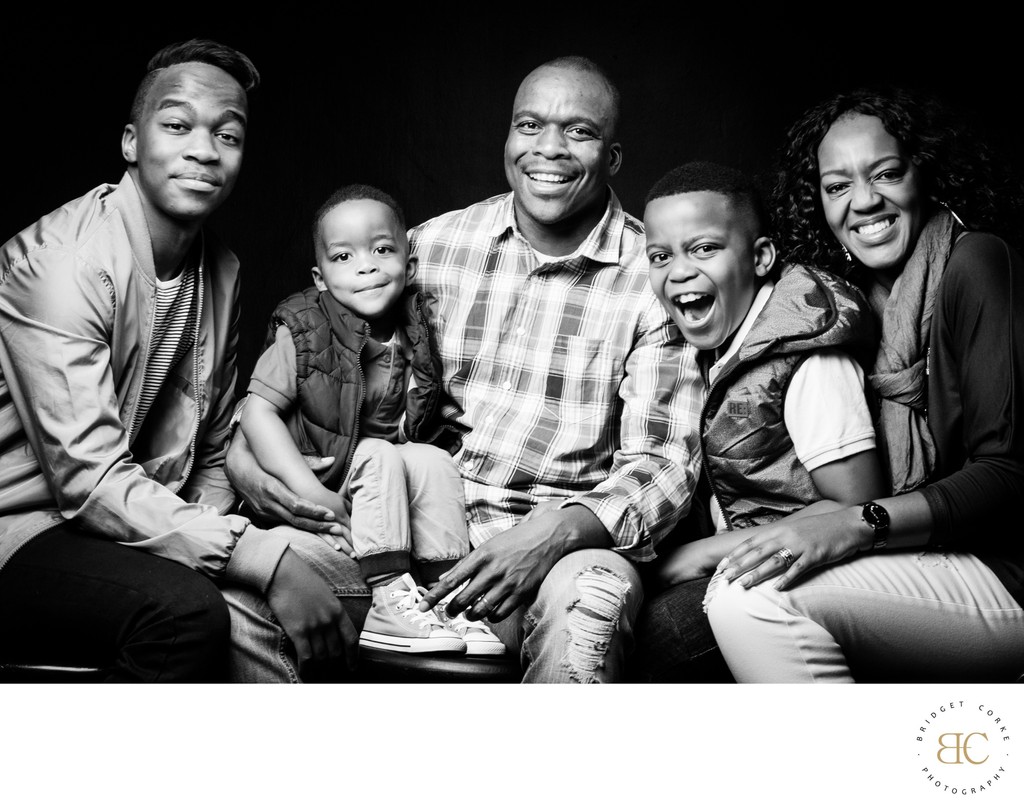 Joyous Family Portrait in Monochrome