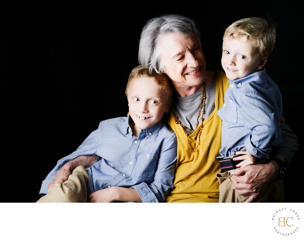 Grandmother with Grandson Cheerful Portrait