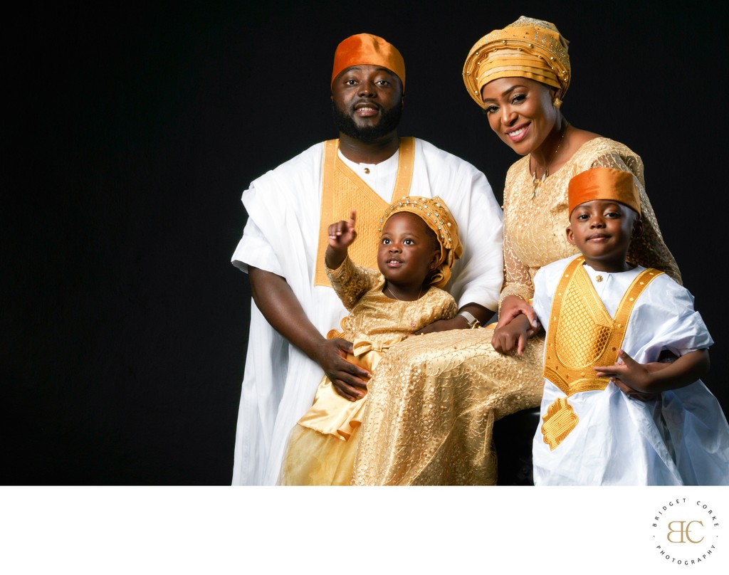 Vibrant Family Portrait in Traditional Attire