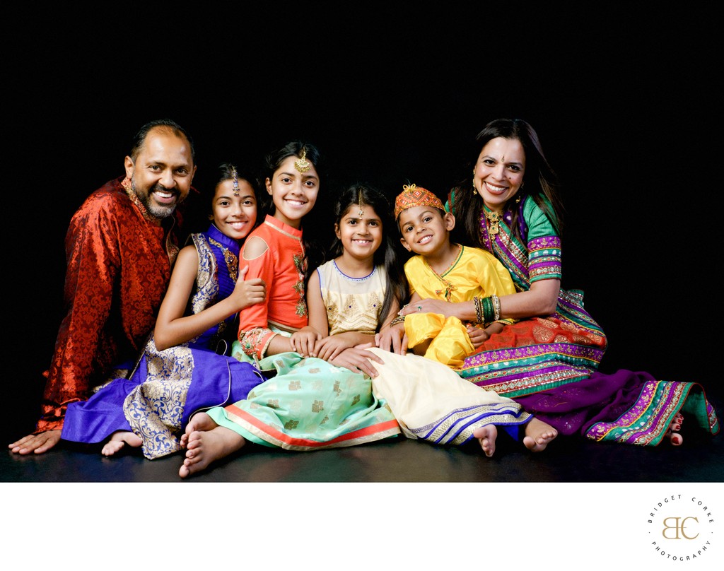 Colourful Family Portrait in Traditional Indian Attire