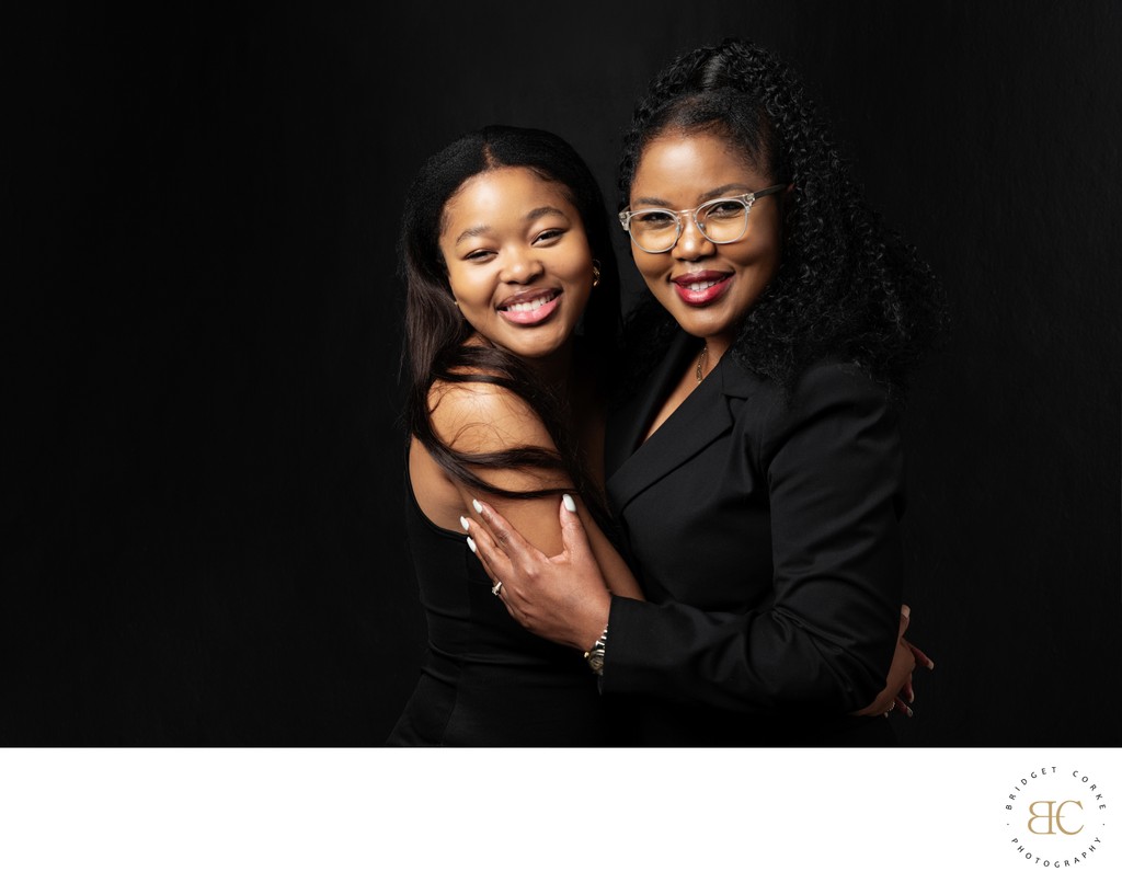 Stylish Mother and Daughter Studio Portrait