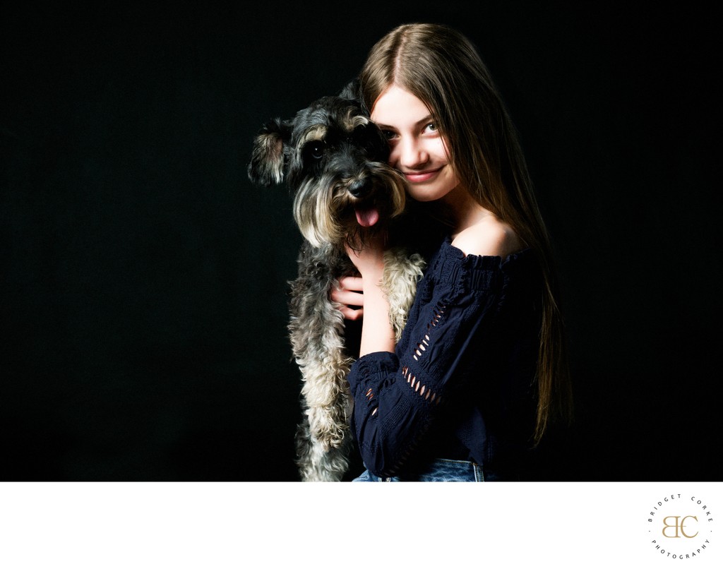 Heartwarming Portrait of Girl and Schnauzer