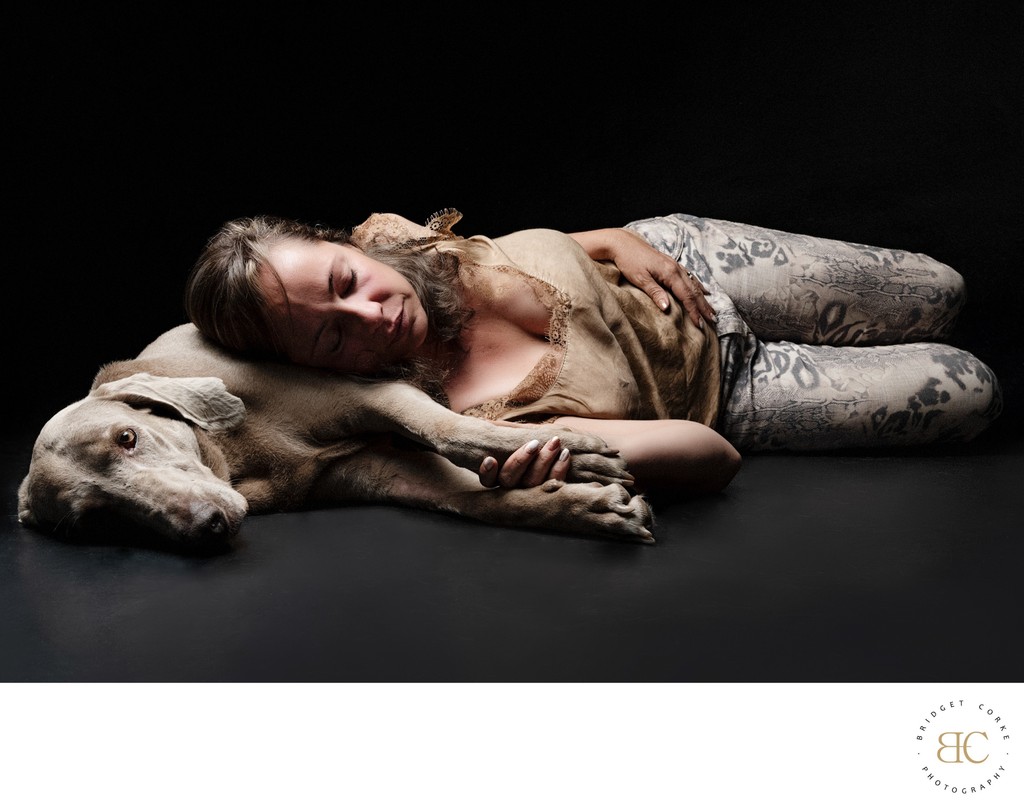 Heartfelt Portrait of Woman and Weimaraner