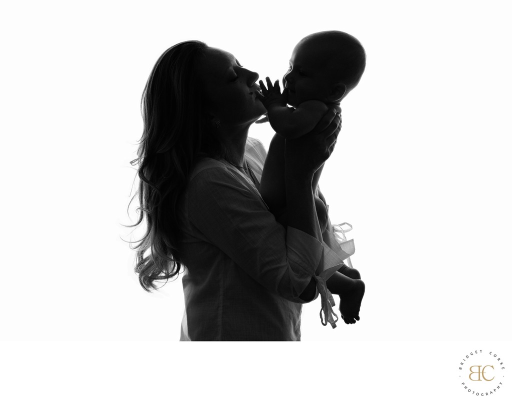 Silhouette of Love: Mother and Baby Bond