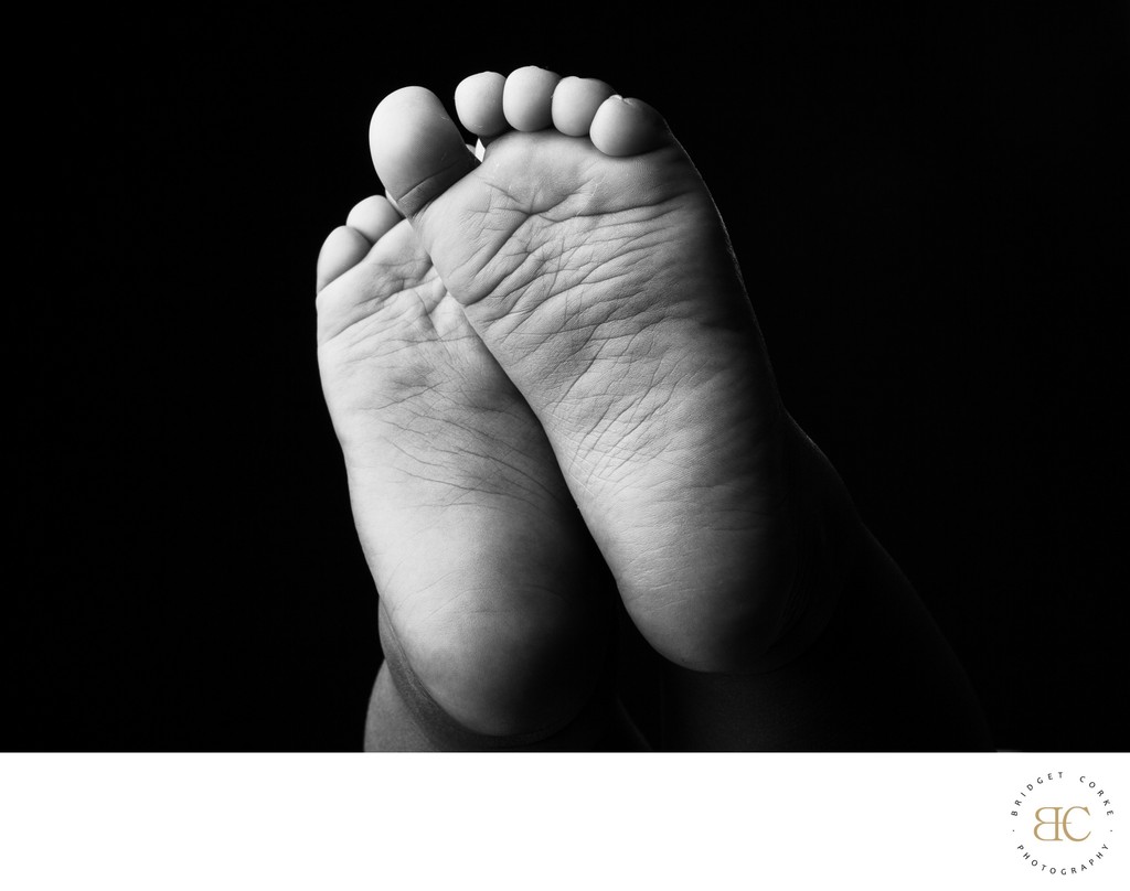 Tiny Baby Feet in Fine Art Black and White