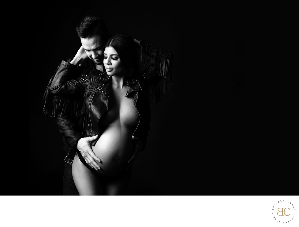 Stylish Couple Maternity Portrait in Studio