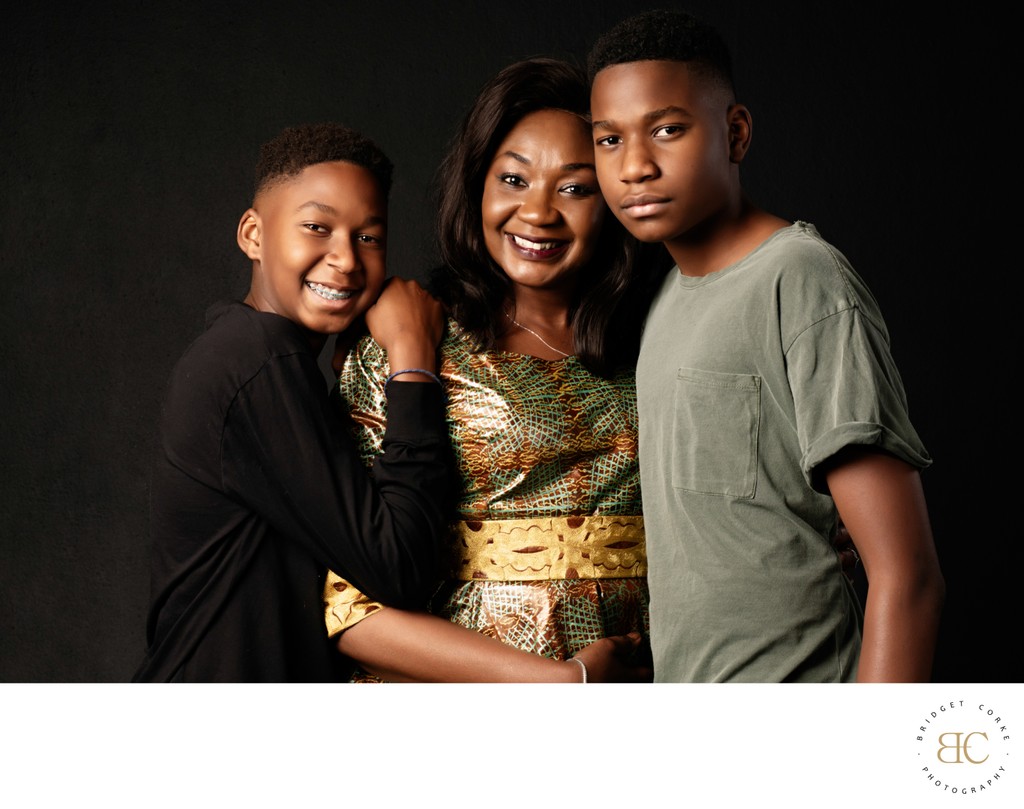 Elegant Mum with Her Two Teen Sons