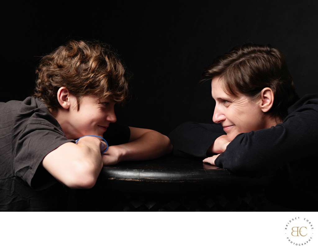 Mother and Teen Son in Playful Eye Contact