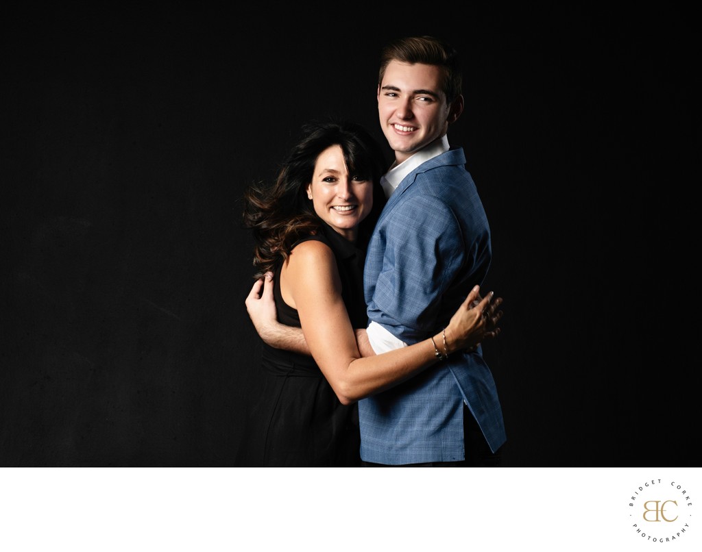 Elegant Hug with Her Grown Son