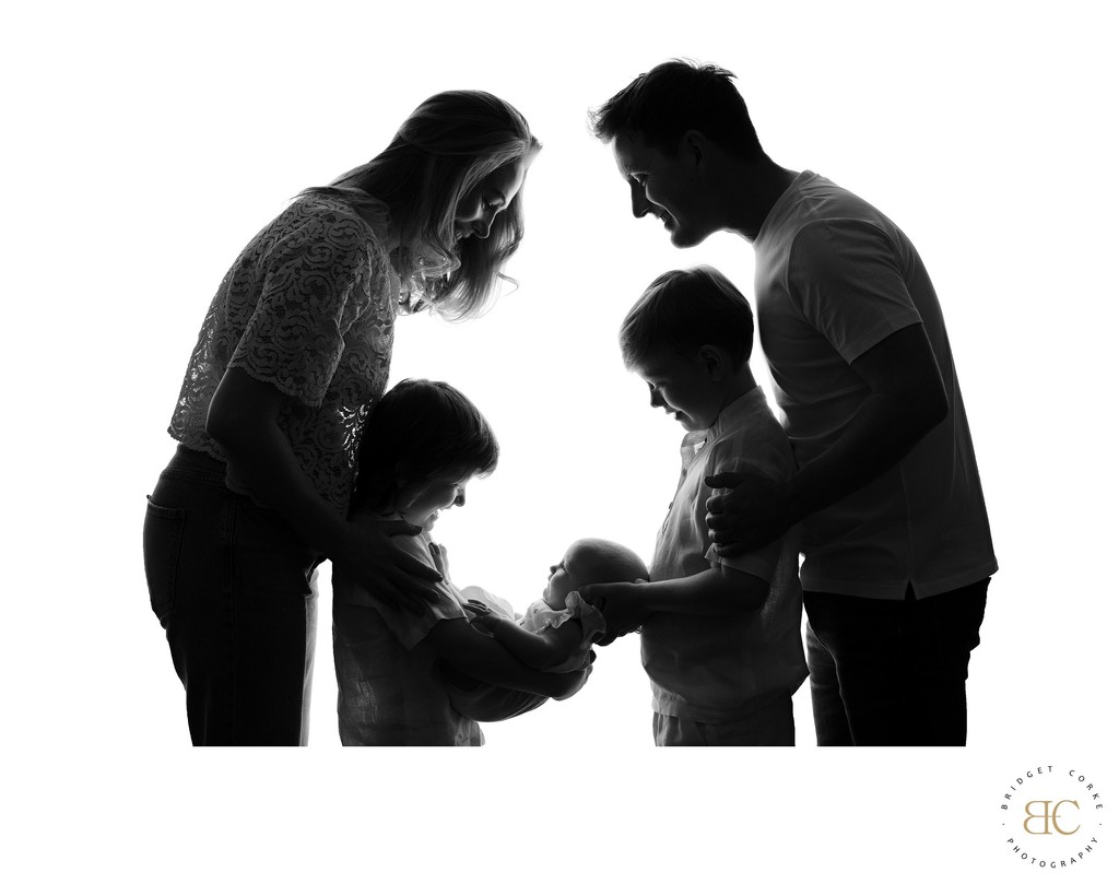 Family with baby silhouette portrait in Johannesburg