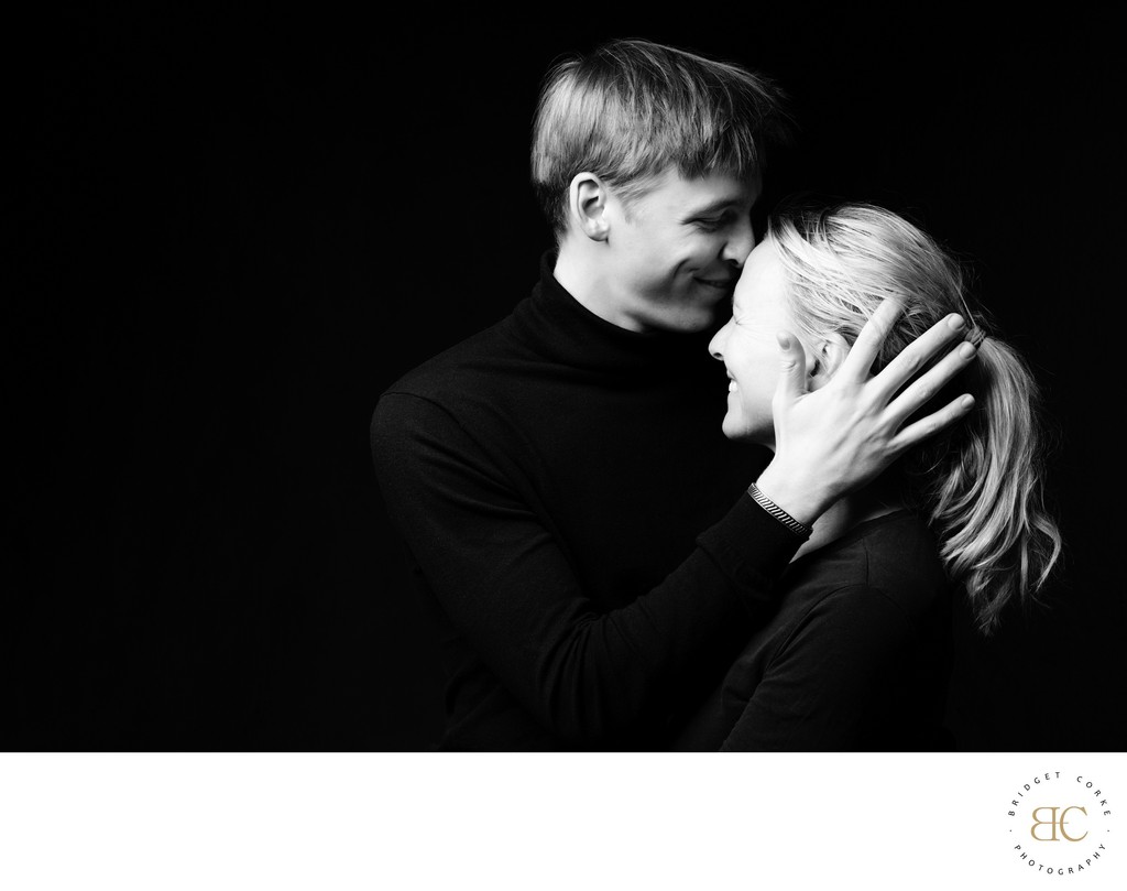 Mother and son portrait in quiet recognition